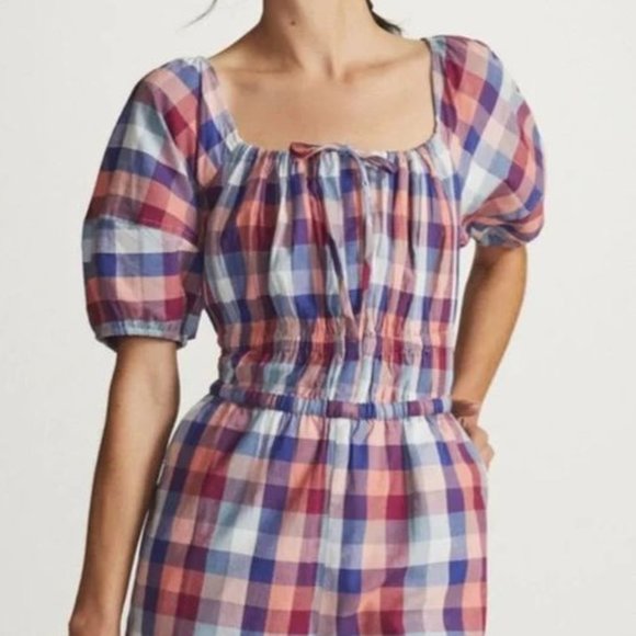 Anthropologie Kopal Brea Plaid Cotton Romper Size Small - Picture 6 of 13